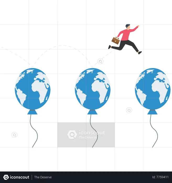 Business jumping through air balloons  Illustration