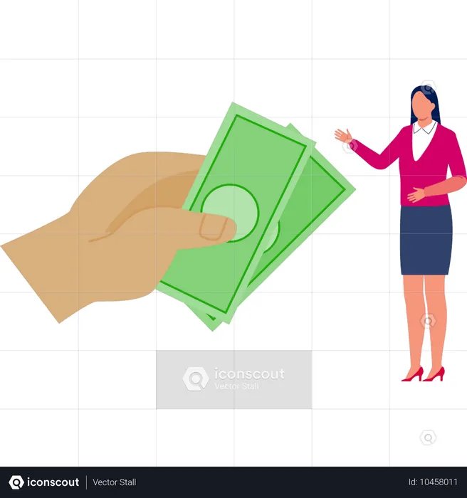 Business lady discussing about dollar cash  Illustration