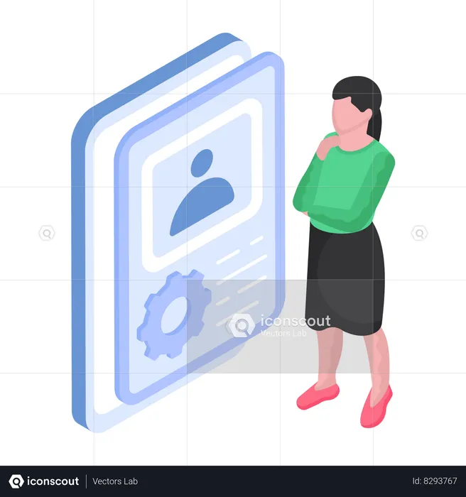 Business lady doing profile management  Illustration