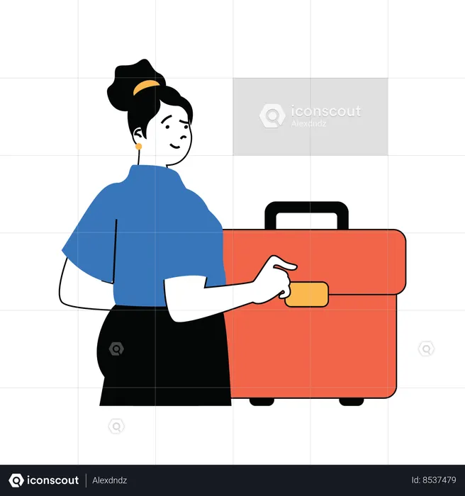 Business lady is carrying office bag  Illustration