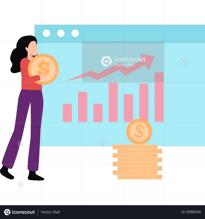 Business lady is explaining market analysis  Illustration