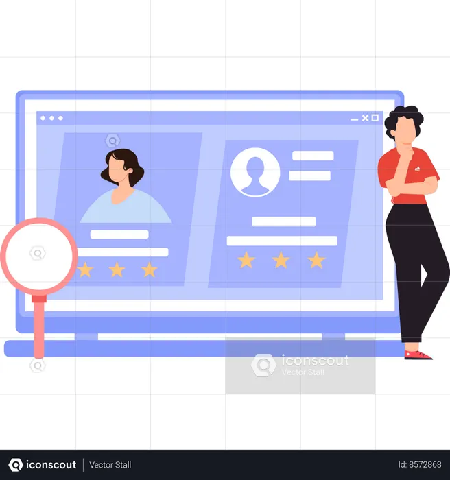 Business lady is searching employee  Illustration