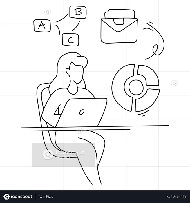 Business lady making business report  Illustration