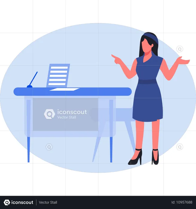 Business lady standing in office  Illustration