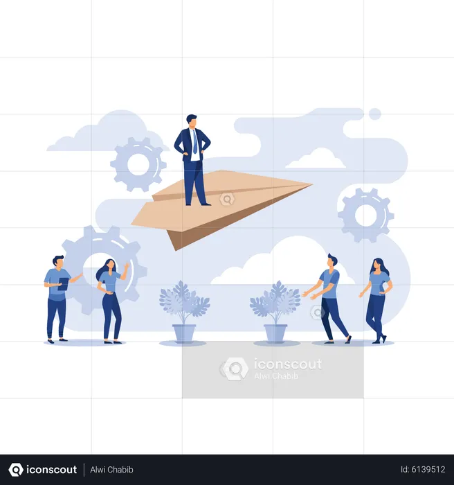 Business leader achieve great heights  Illustration
