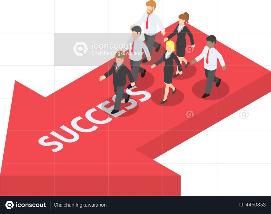 Business leader bring his team to success  Illustration