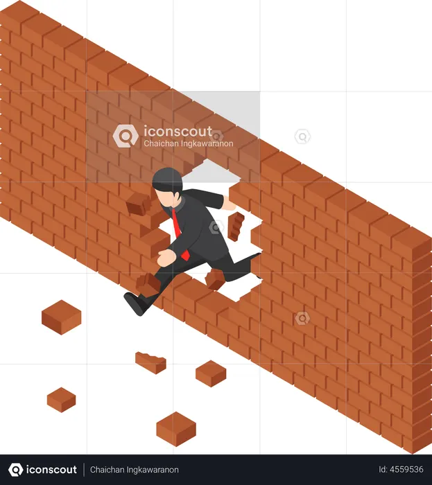 Business leader passing barrier  Illustration