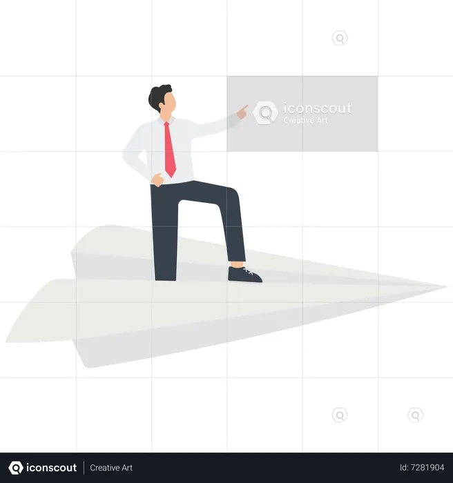 Business leader shows direction on paper plane  Illustration