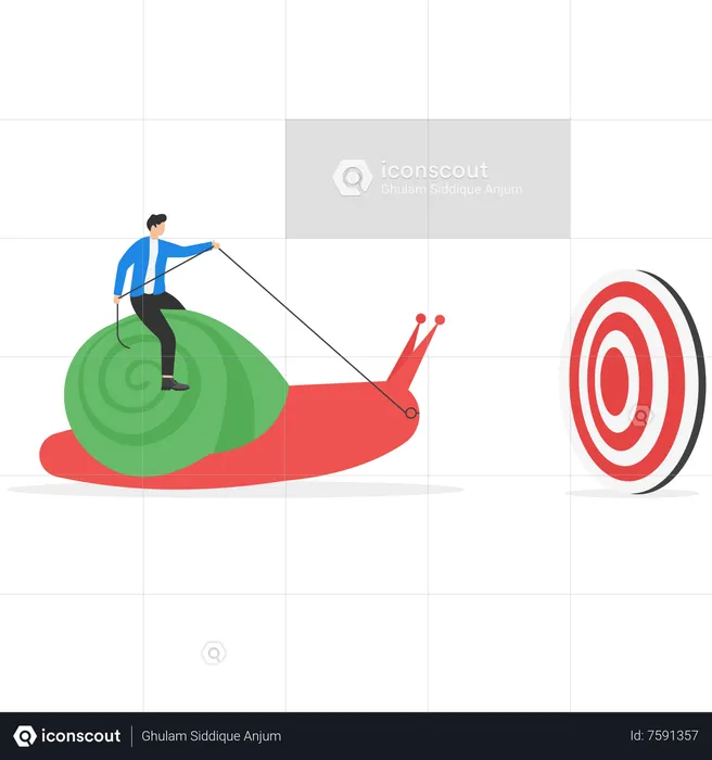 Business leader snail with employee to target for success  Illustration