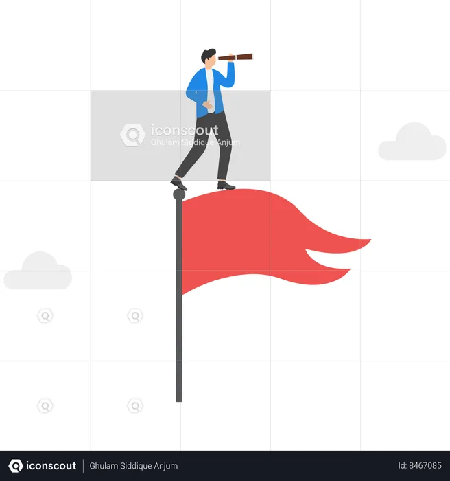 Business Leader stand on the flag of success  Illustration