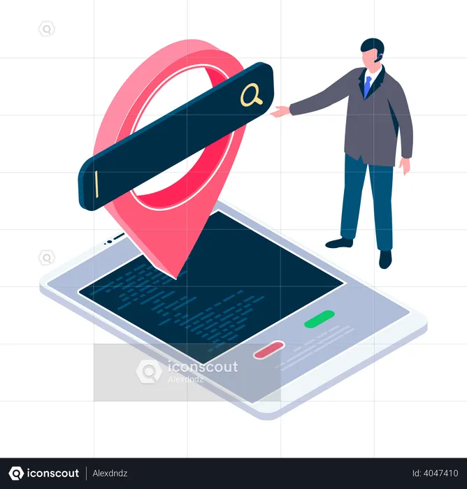 Business location search  Illustration
