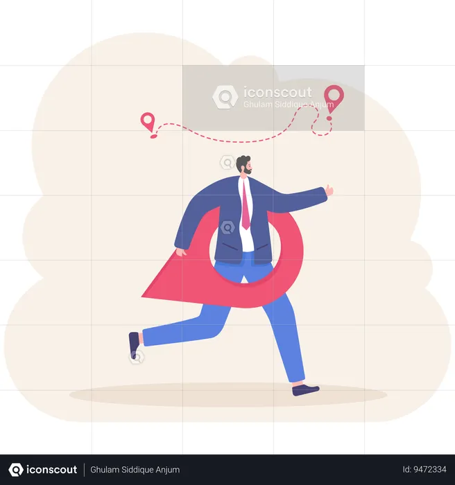 Business man carry large map pointer  Illustration