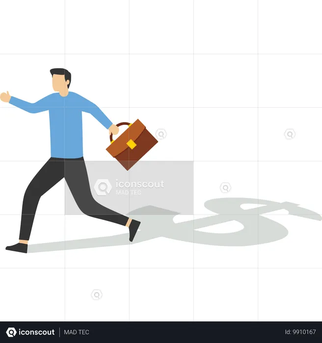 Business man confidently standing in front of the keyhole  Illustration