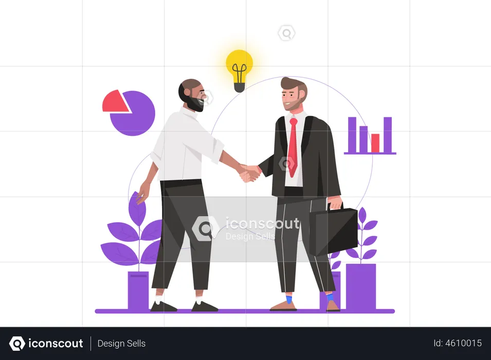 Business man doing good deal at company meeting  Illustration