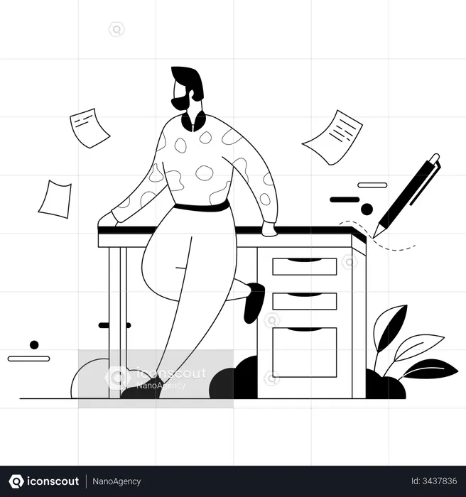 Business man doing paperwork  Illustration