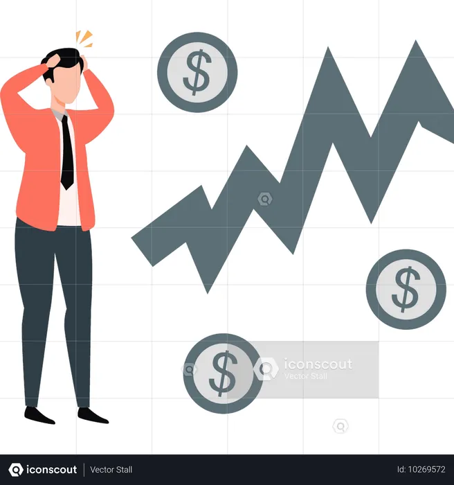 Business man getting loss business  Illustration