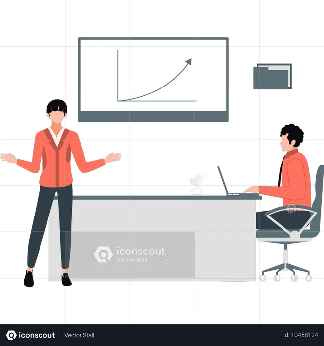 Business man giving business presentation  Illustration