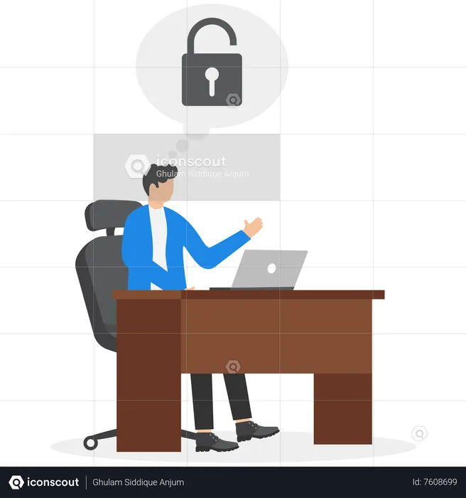 Business man hacking laptop  Illustration