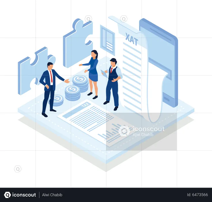 Business man hire an accountant and tax consultant  Illustration