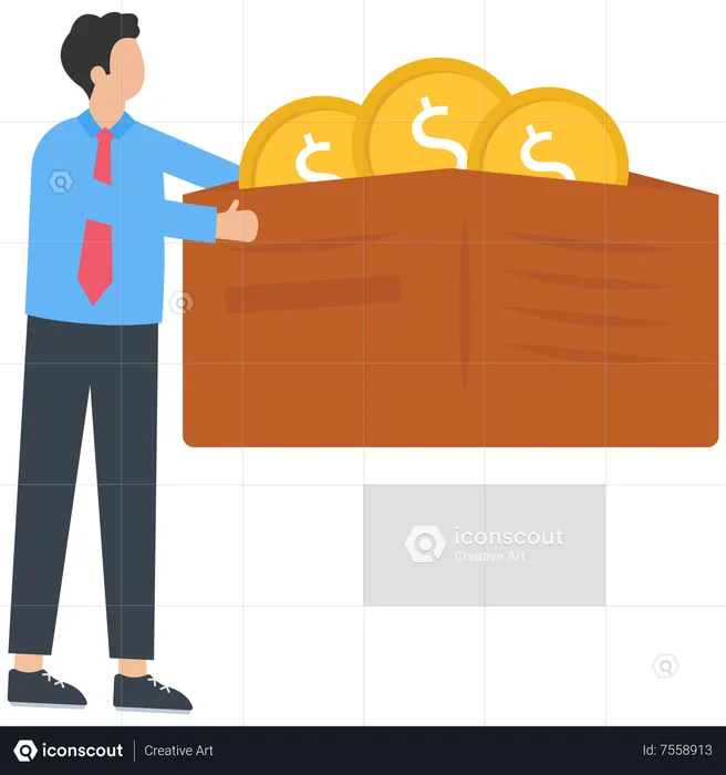 Business man holding his wallet  Illustration