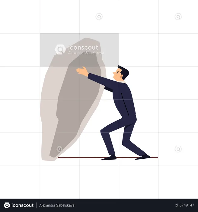 Business man lifting heavy stone  Illustration