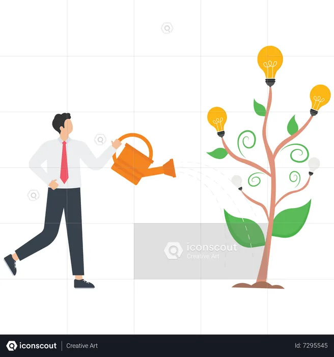 Business man look for creative ideas to grow business  Illustration