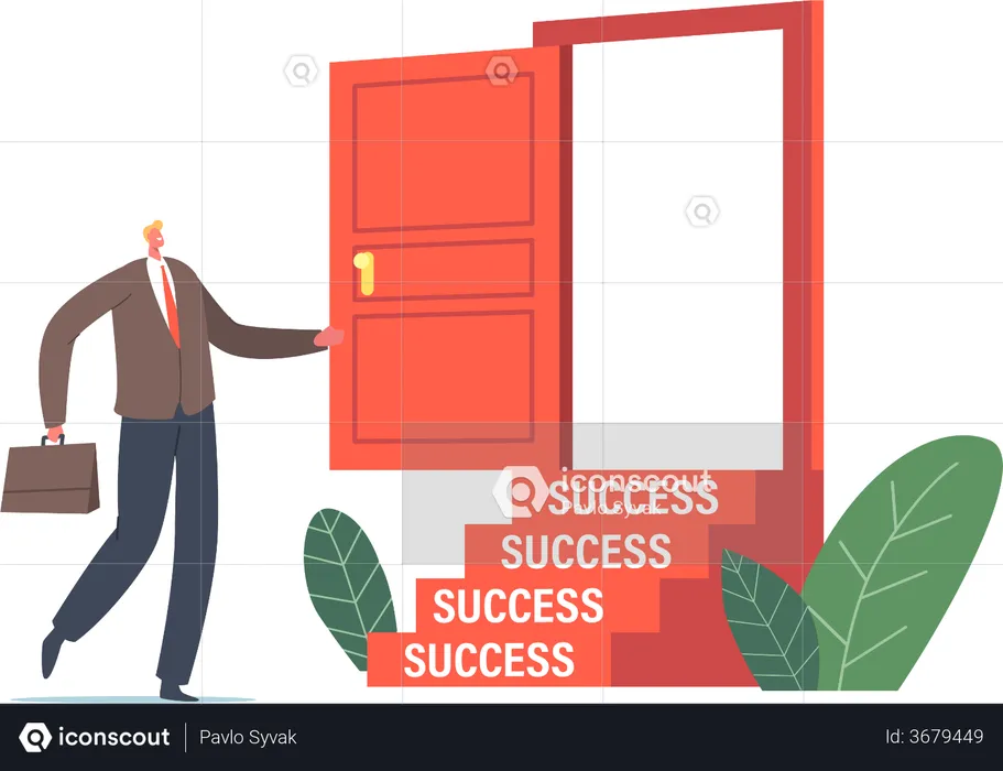 Business Man on Stairs to Success  Illustration