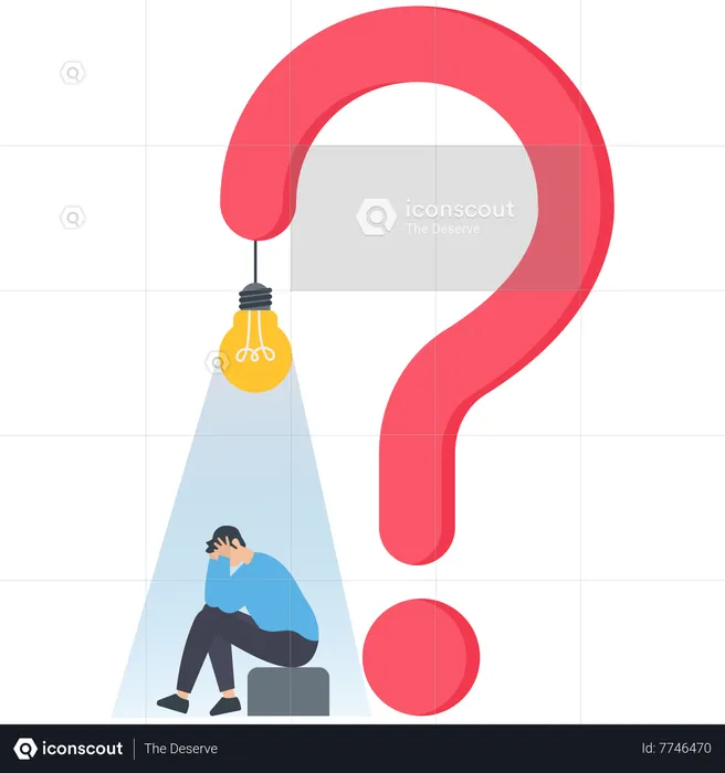 Business man sitting and finding solution  Illustration