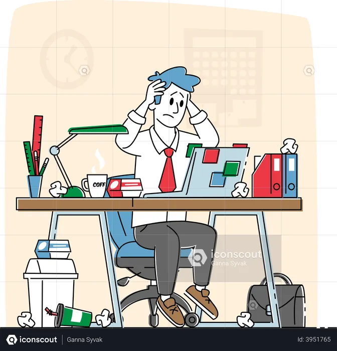 Business Man Stress and Frustration  Illustration