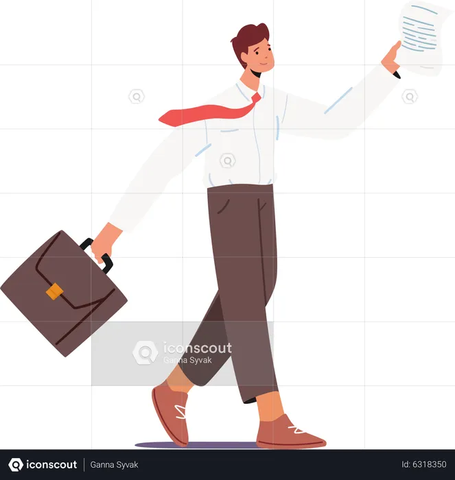 Business Man Walk In Formal Suit  Illustration