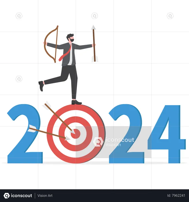 Business man with big goals for 2024  Illustration