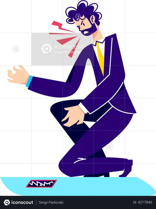 Business man with broken smartphone  Illustration
