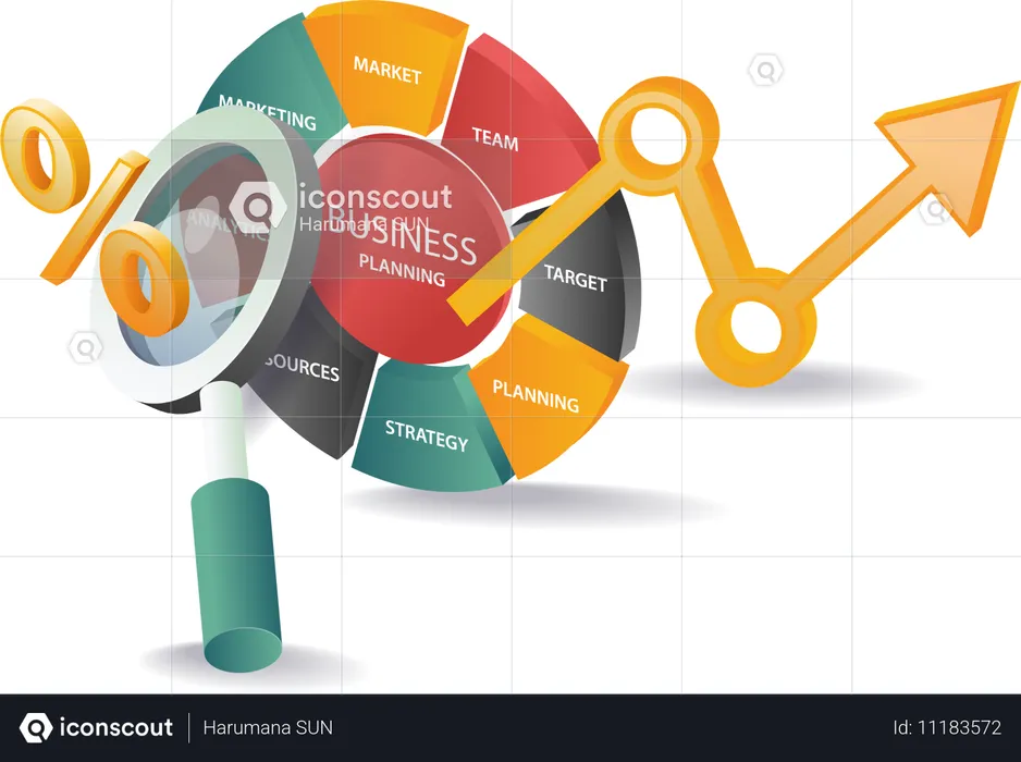 Business management development and analysis chart  Illustration