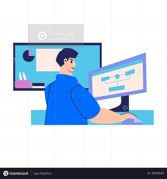 Business manager planning workflow  Illustration