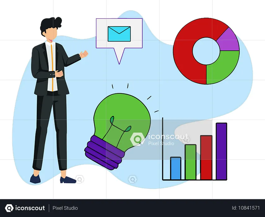 Business manager showing business idea  Illustration