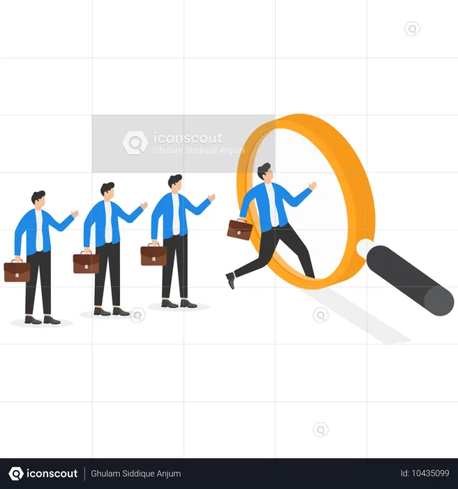 Business managers running in magnifier  Illustration