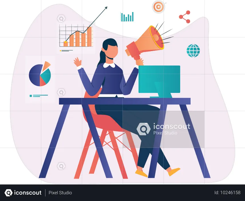 Business Marketing campaign attract users towards company  Illustration