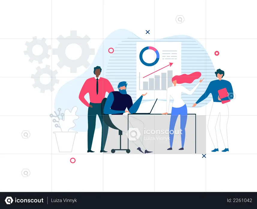 Business meeting and presentation  Illustration