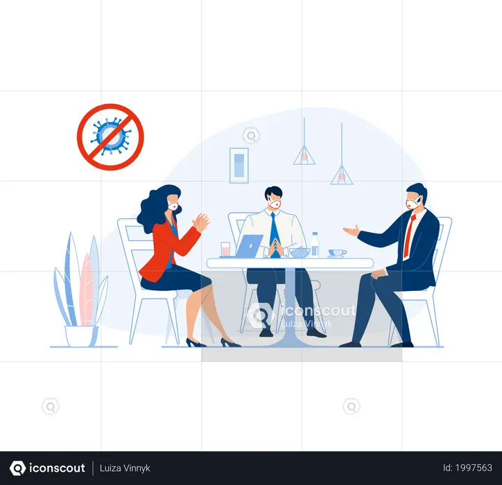 Business meeting during coronavirus pandemic  Illustration