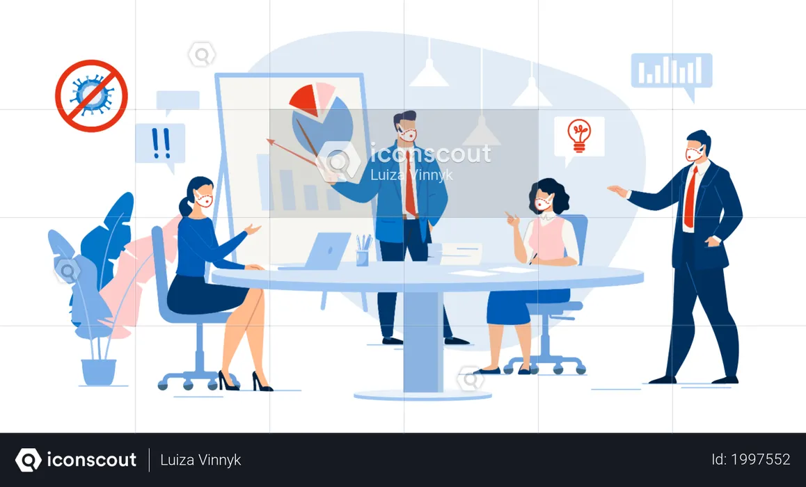 Business Meeting in Conference Room  Illustration