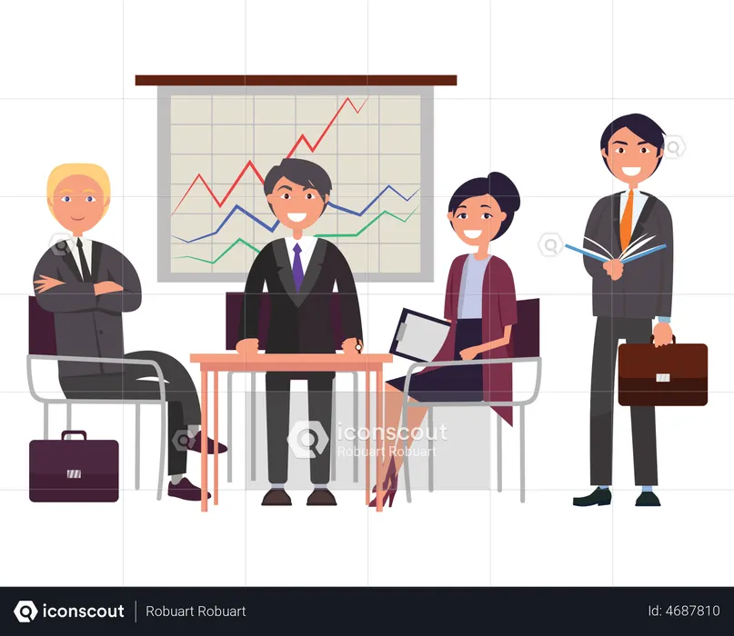 Business Meeting in Office  Illustration