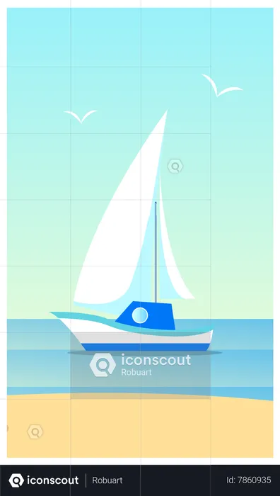 Business Meeting in Sailboat  Illustration