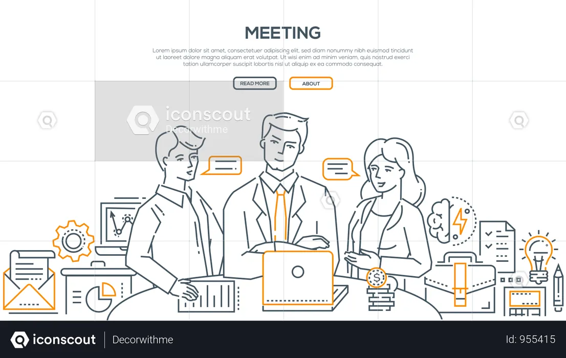 Business Meeting - Modern Line Design Style Illustration  Illustration