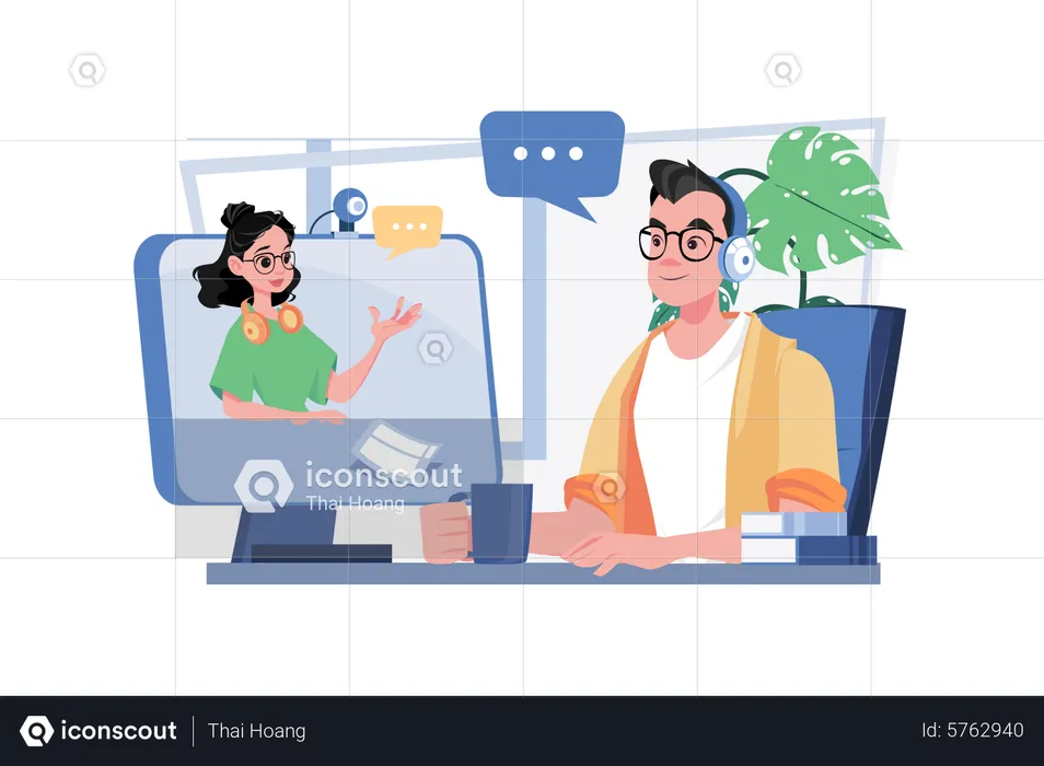 Business Meeting Online  Illustration