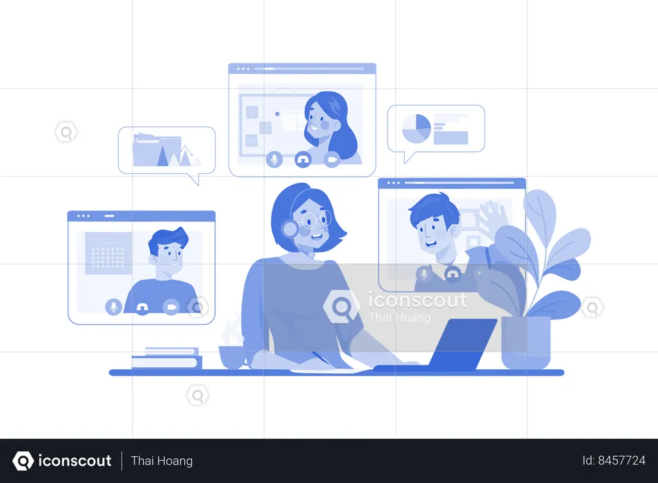 Business Meeting Online  Illustration