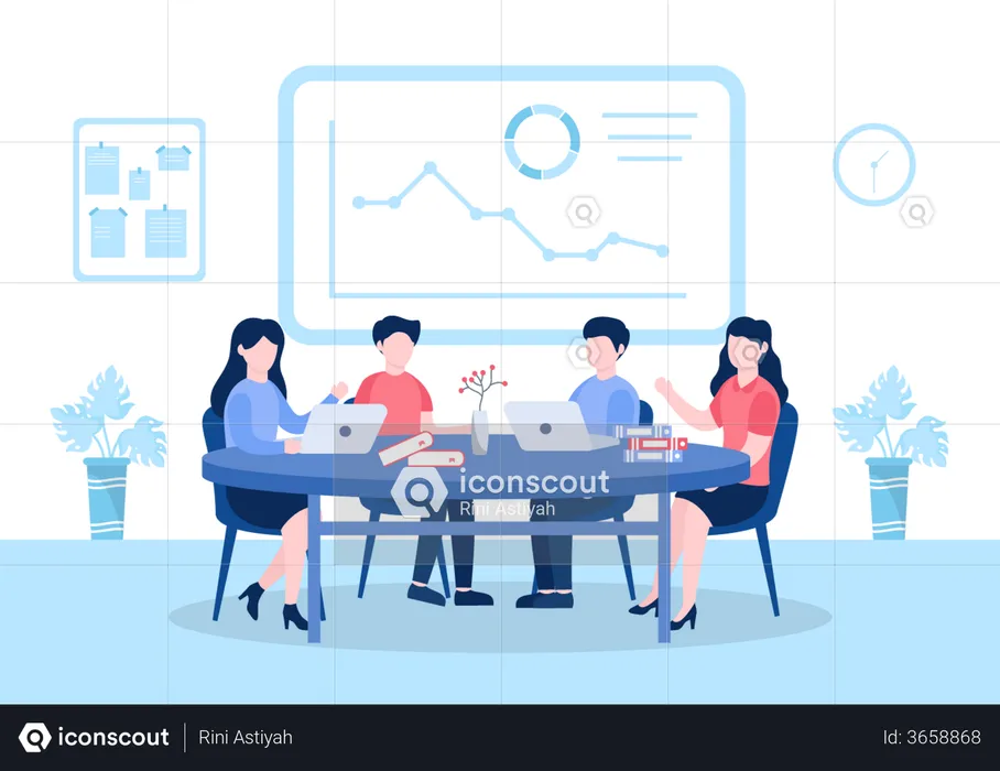 Business meeting to overcome loss  Illustration