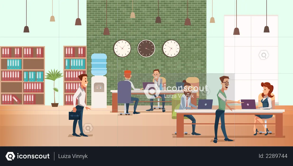 Business Meetings at Creative Office  Illustration