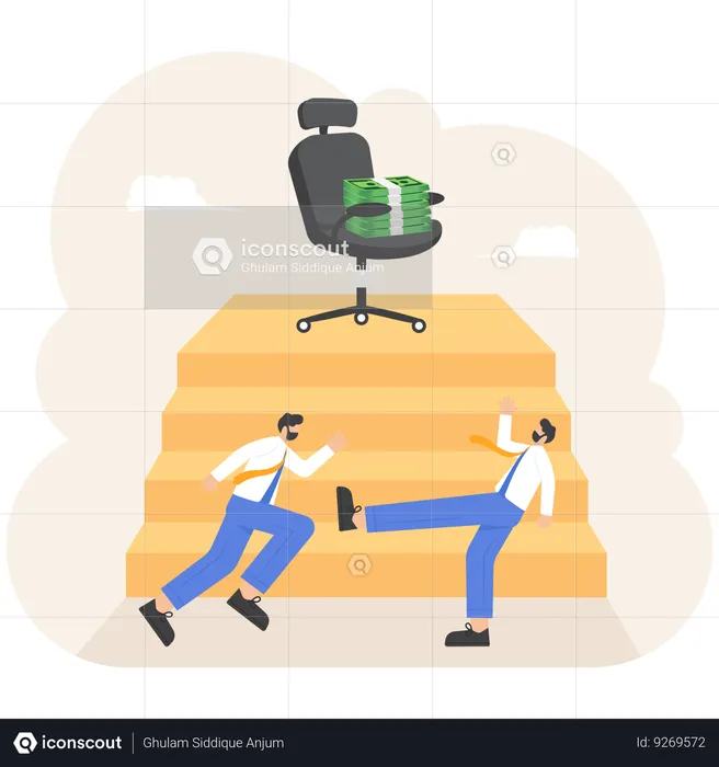 Business Mens are fighting over president of the chair and money  Illustration
