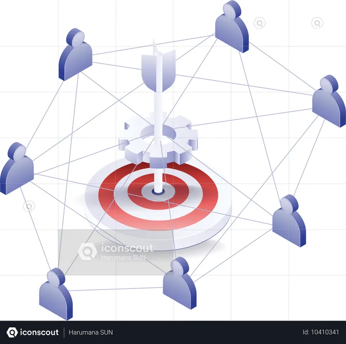 Unternehmensnetzwerkstrategie mit Ziel  Illustration