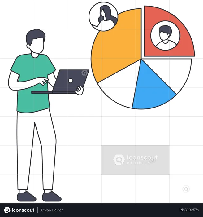 Business owner dividing business shares  Illustration